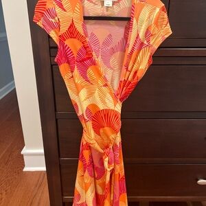 JB by Julie Brown Orange and Pink Wrap Dress